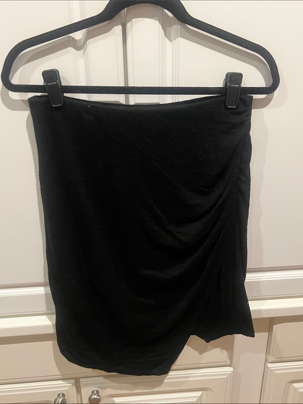 Women's Black Draped Mini Skirt
